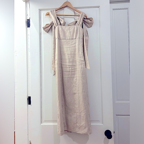 Dissh Midi Dress, linen with bow, size us 2 - Picture 7 of 7